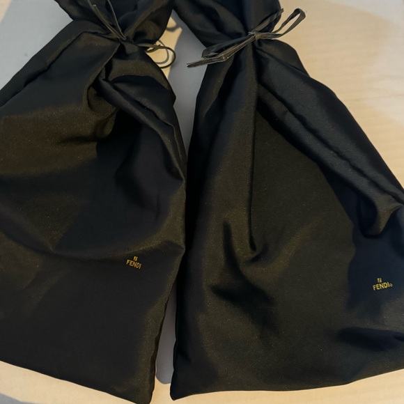 Vintage Fendi Kitten Heels, Black Suede Upper and Rubber Soles with Dust Bags - Picture 12 of 14